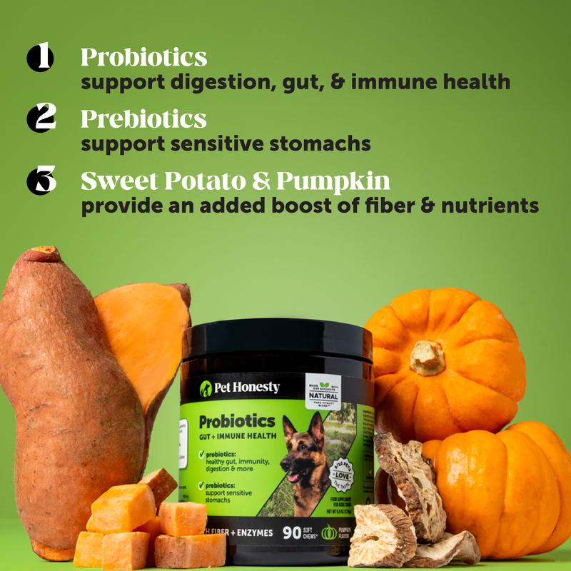 Probiotics for Dogs, Pet Digestive Relief with Prebiotics, Fiber, & Digestive Enzymes